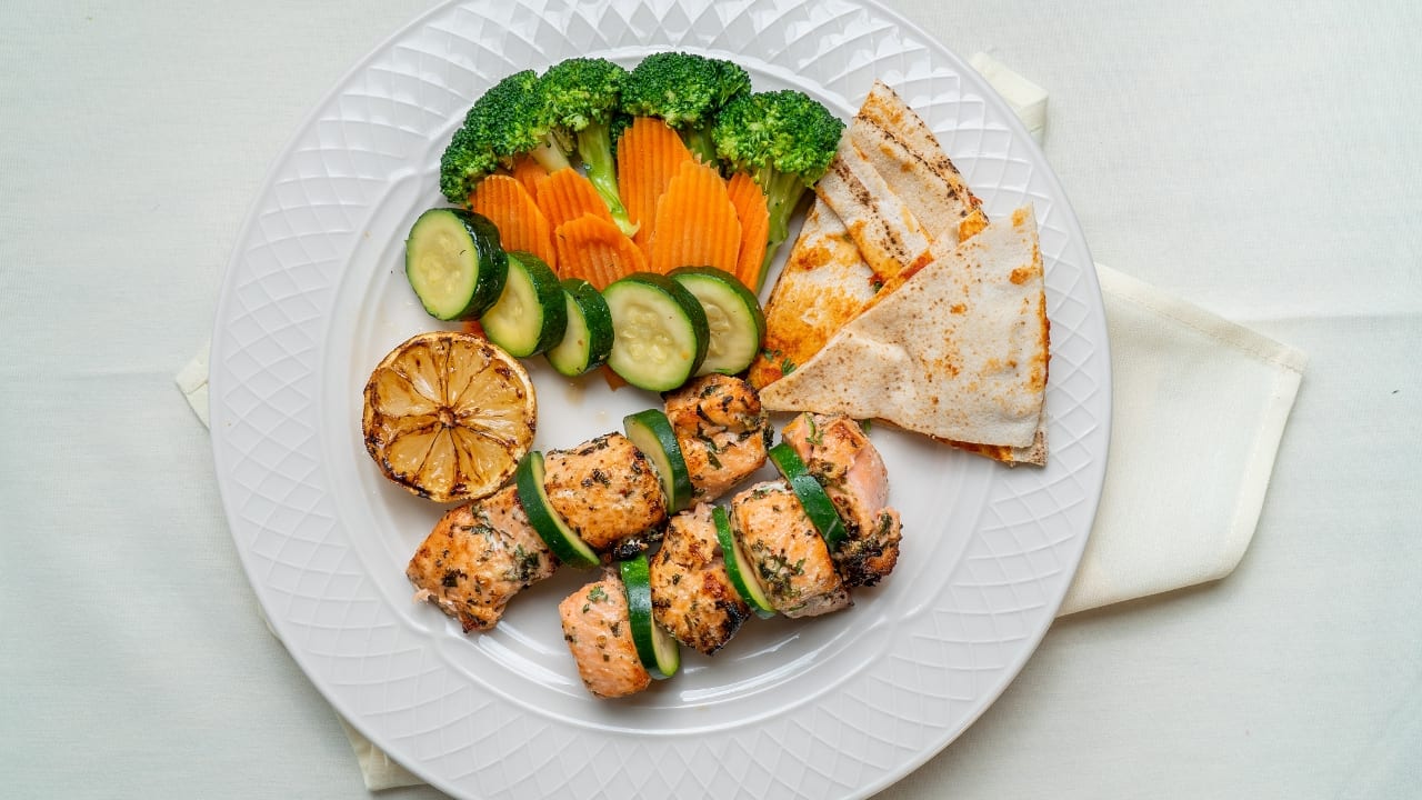 Salmon Kebab Plate